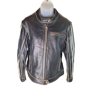River Road Dame Drifter Motorcycle Jacket Leather Sz L